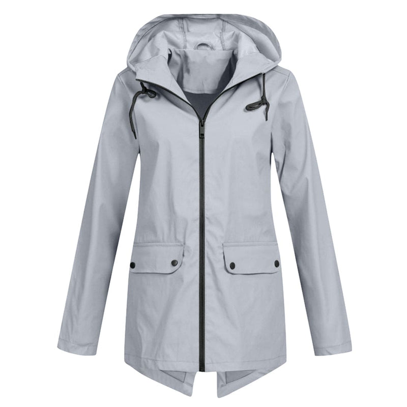 Regenjacke Mit Durchgehendem Reissverschluss Für Frauen | Mittellang