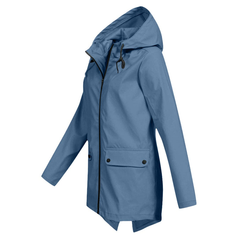 Regenjacke Mit Durchgehendem Reissverschluss Für Frauen | Mittellang