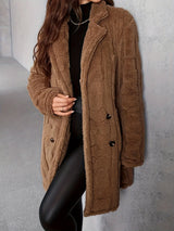 Klassischer Langer Strickmantel Mit Revers Für Damen | Winter