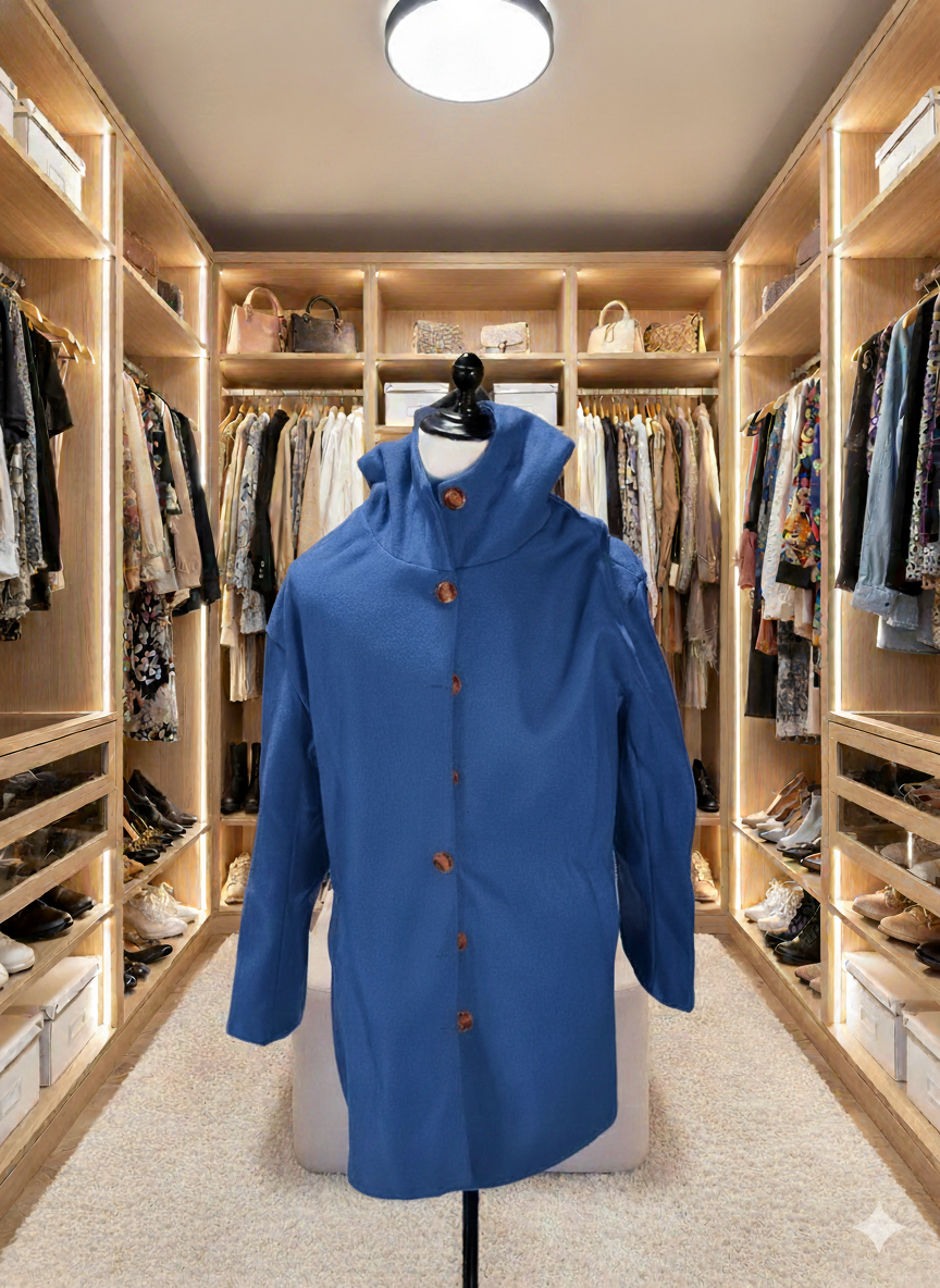 Damen Kapuzenmantel | Elegant Knopfleiste Design