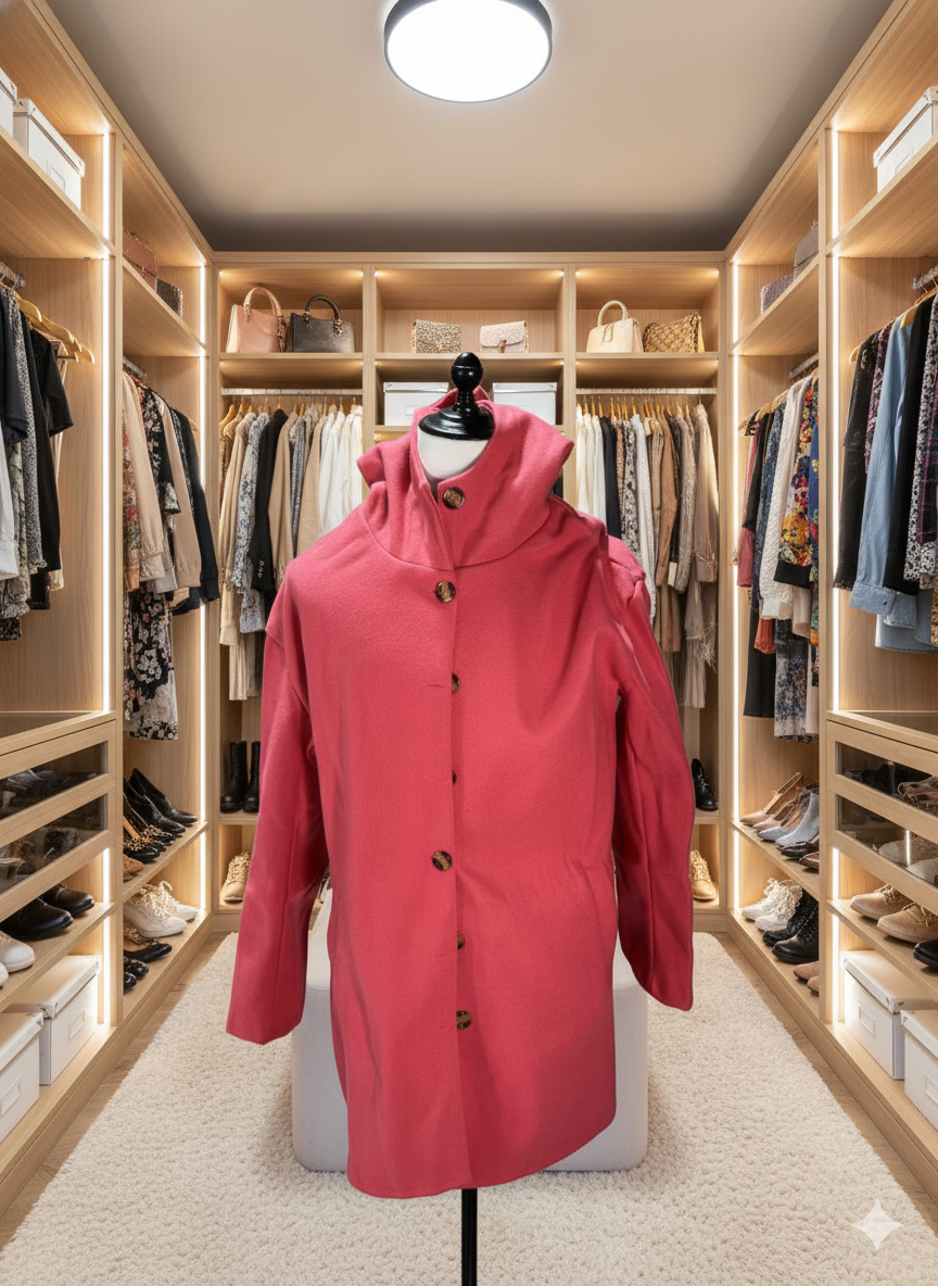 Damen Kapuzenmantel | Elegant Knopfleiste Design