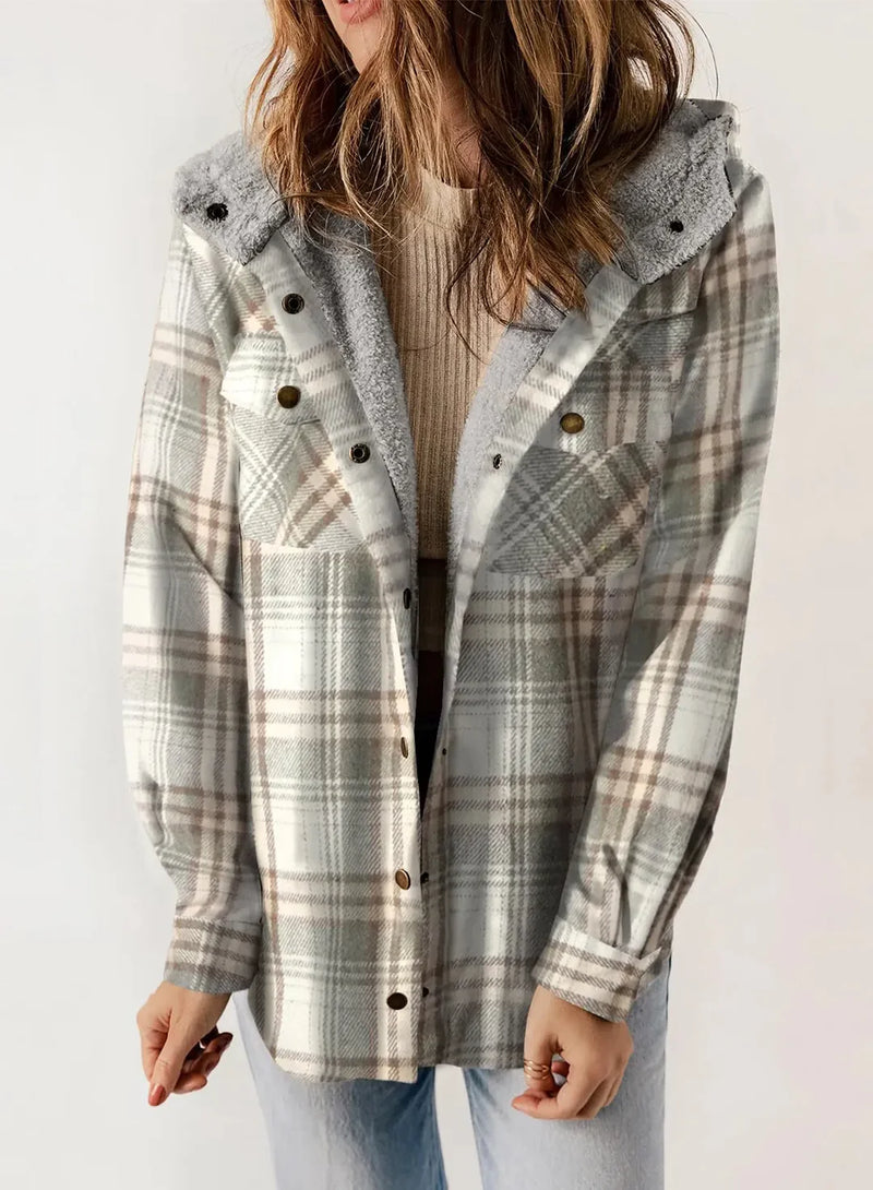 Sylvana - Bequeme Damen-Kapuzenjacke mit Karomuster