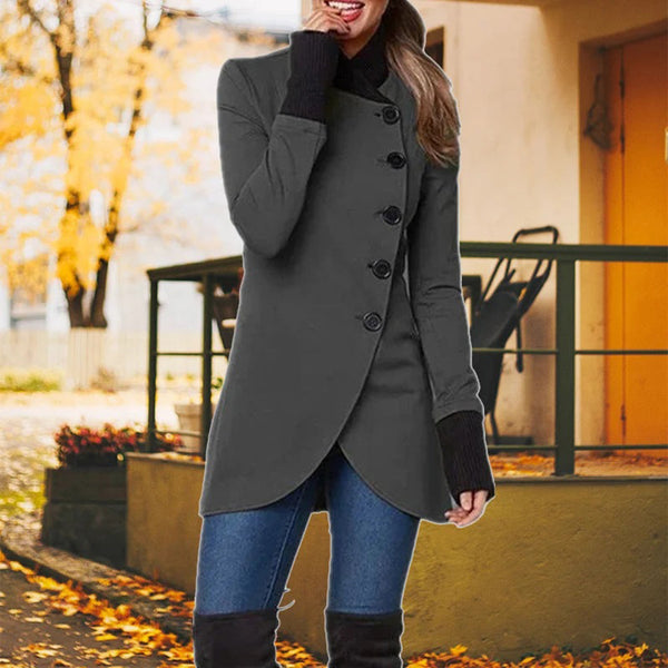 Stylische Jacke Mit Stehkragen Für Damen | Knopfverschluss