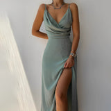 Damen Slim Abendkleid mit Schlitz