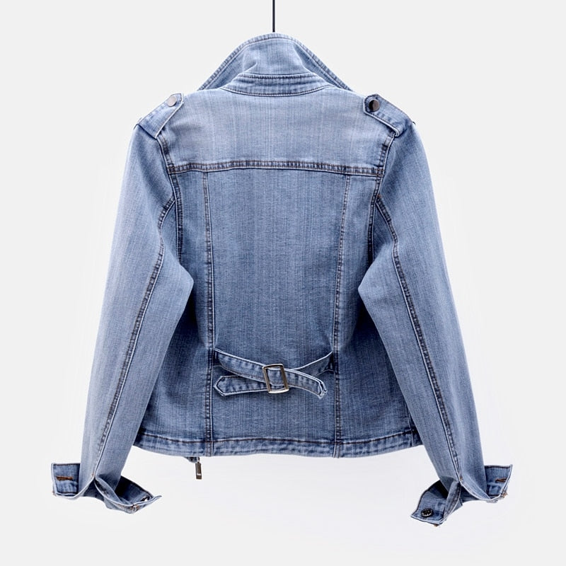 Denim Motorradjacke Für Damen | Reverskragen