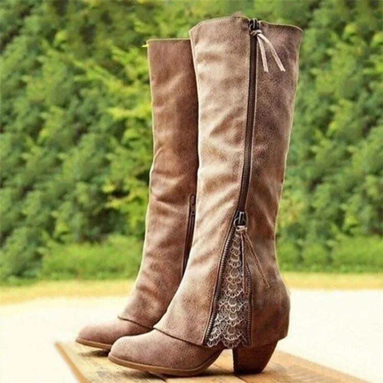 Kniehohe Stiefel Für Damen | Blockabsatz