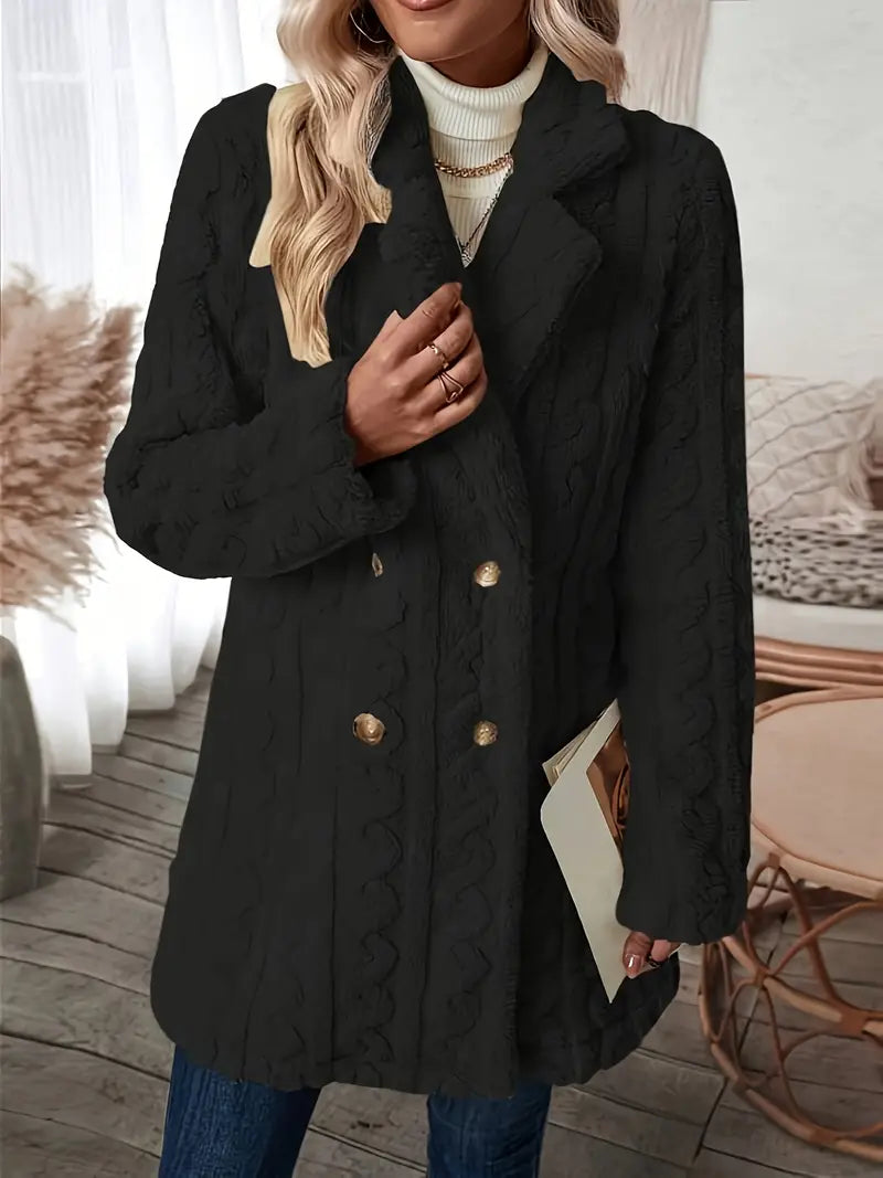Klassischer Langer Strickmantel Mit Revers Für Damen | Winter