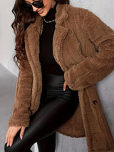 Klassischer Langer Strickmantel Mit Revers Für Damen | Winter