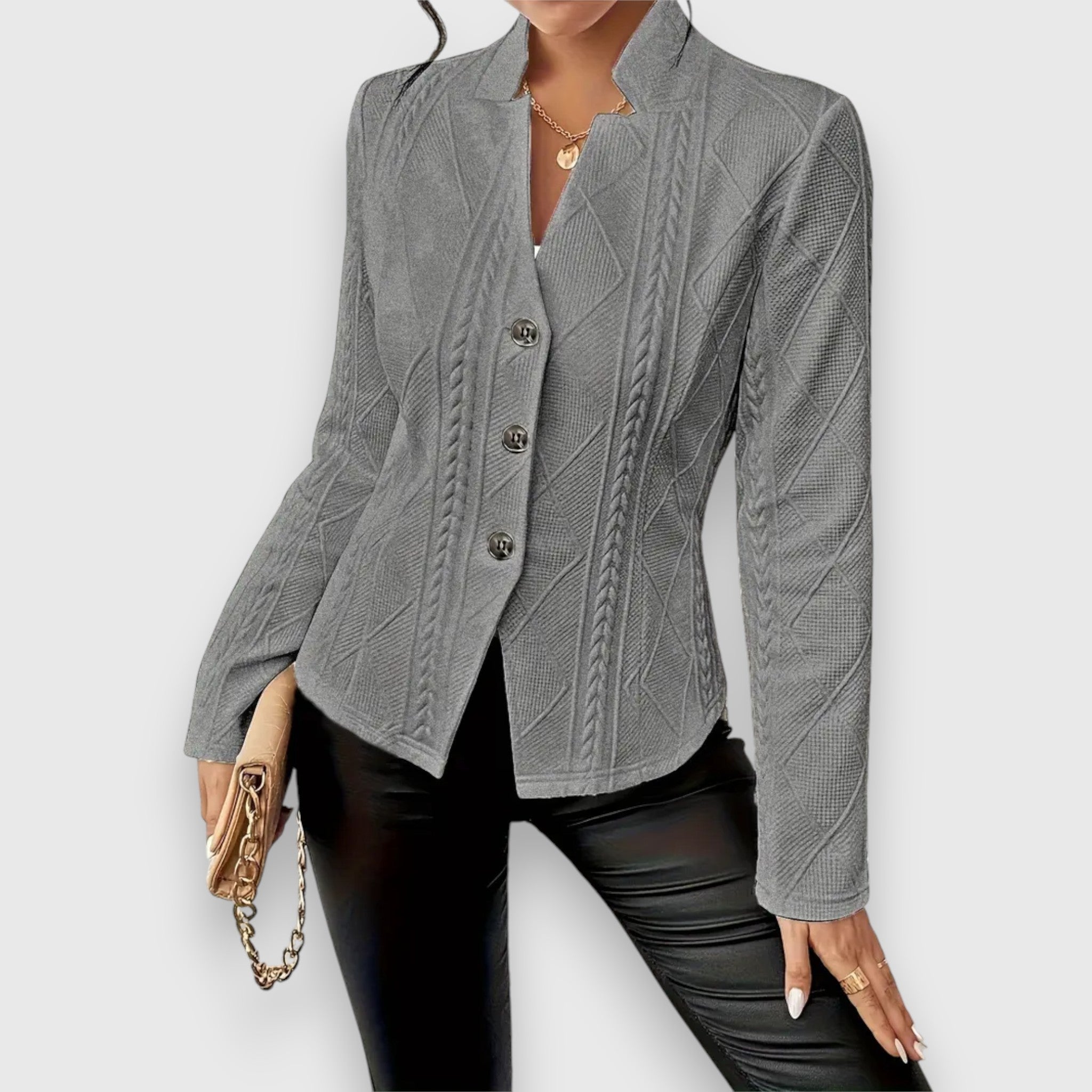 Langärmliger Strickblazer Für Damen | Button-Down