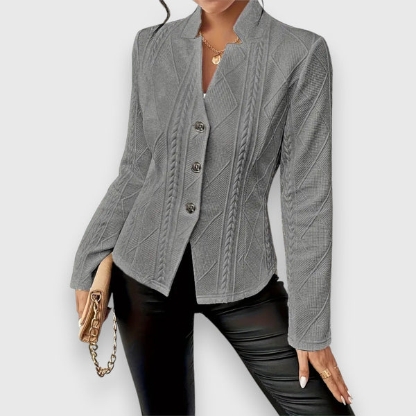 Langärmliger Strickblazer Für Damen | Button-Down