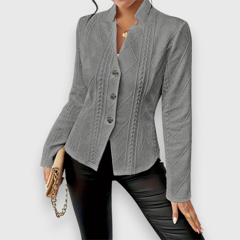 Langärmliger Strickblazer Für Damen | Button-Down