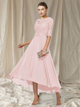 Besticktes Cocktailkleid Mit Halben Ärmeln Für Frauen | Midi