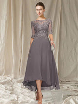 Besticktes Cocktailkleid Mit Halben Ärmeln Für Frauen | Midi