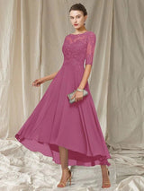 Besticktes Cocktailkleid Mit Halben Ärmeln Für Frauen | Midi
