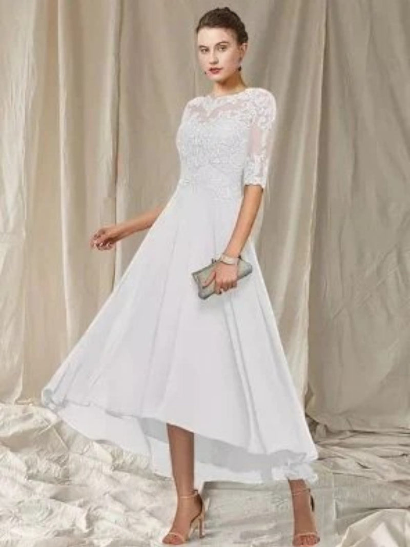 Besticktes Cocktailkleid Mit Halben Ärmeln Für Frauen | Midi
