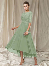Besticktes Cocktailkleid Mit Halben Ärmeln Für Frauen | Midi