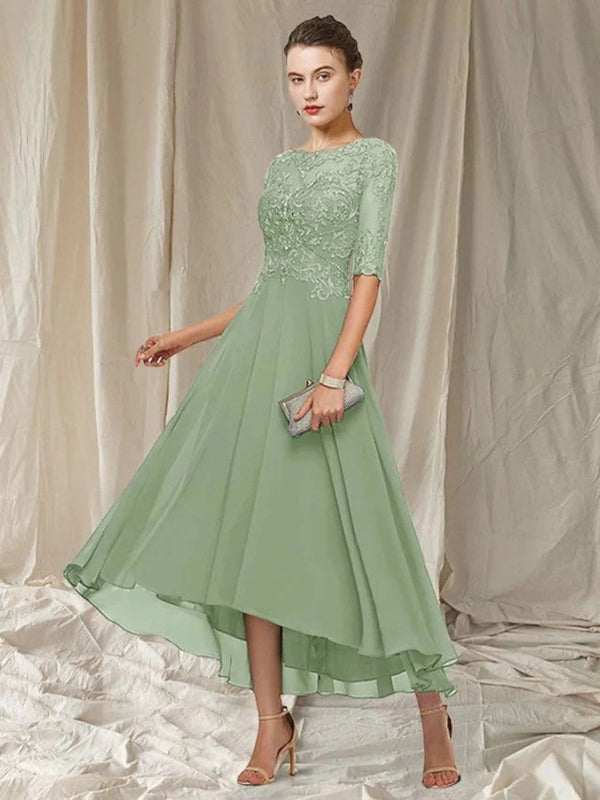 Besticktes Cocktailkleid Mit Halben Ärmeln Für Frauen | Midi