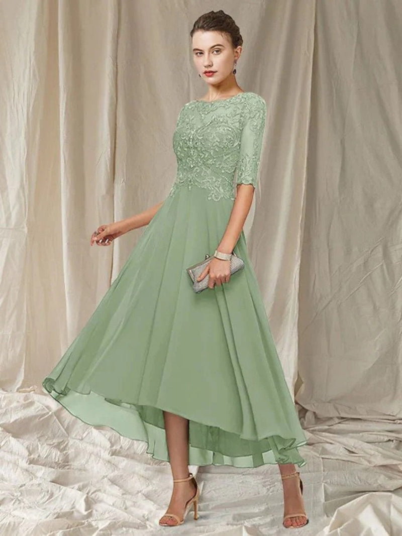 Besticktes Cocktailkleid Mit Halben Ärmeln Für Frauen | Midi