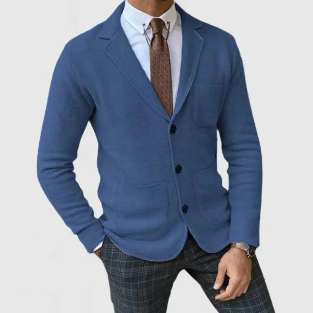 Strickblazer Mit Knopfleiste Und Taschen Für Herren | Lange Ärmel