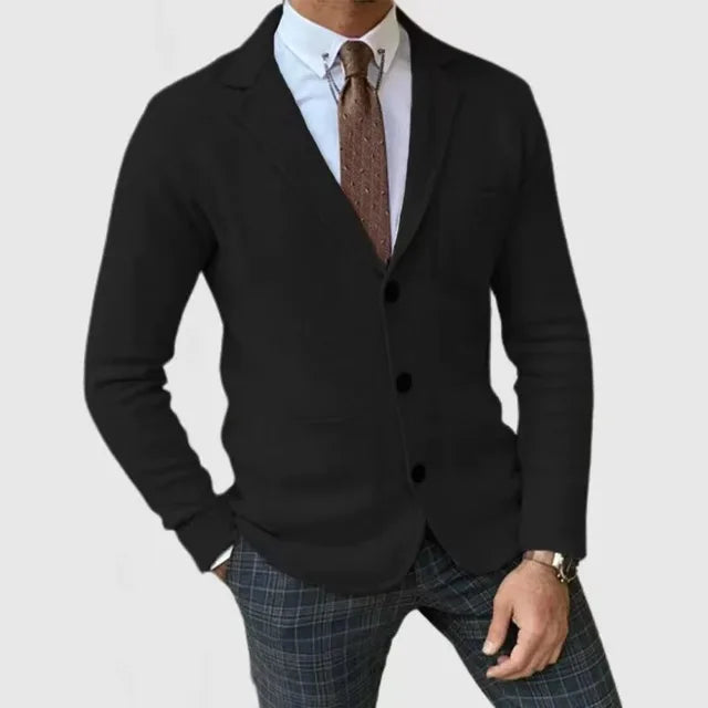 Strickblazer Mit Knopfleiste Und Taschen Für Herren | Lange Ärmel