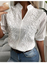 Elegante Bluse Mit Stickerei Für Frauen | Weiß