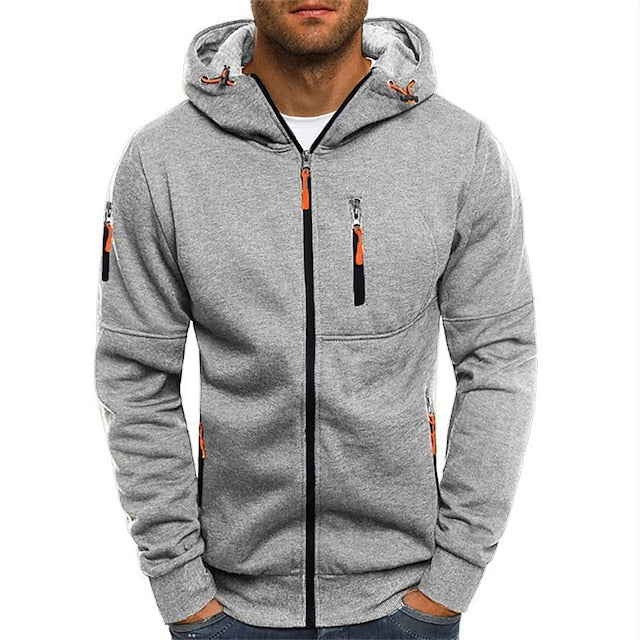 Lässige Kapuzenjacke Mit Reißverschluss Für Herren | Lange Ärmel