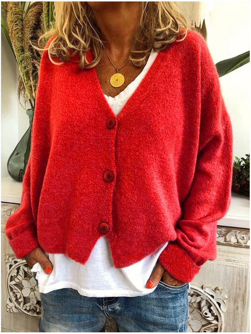 Lässige Strickjacke Mit V-ausschnitt Für Damen | Winter