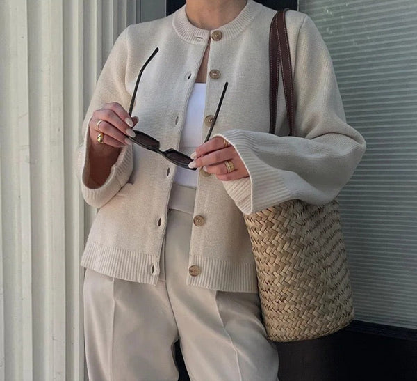 Damen Strickjacke Mit Tasche | Lange Ärmel
