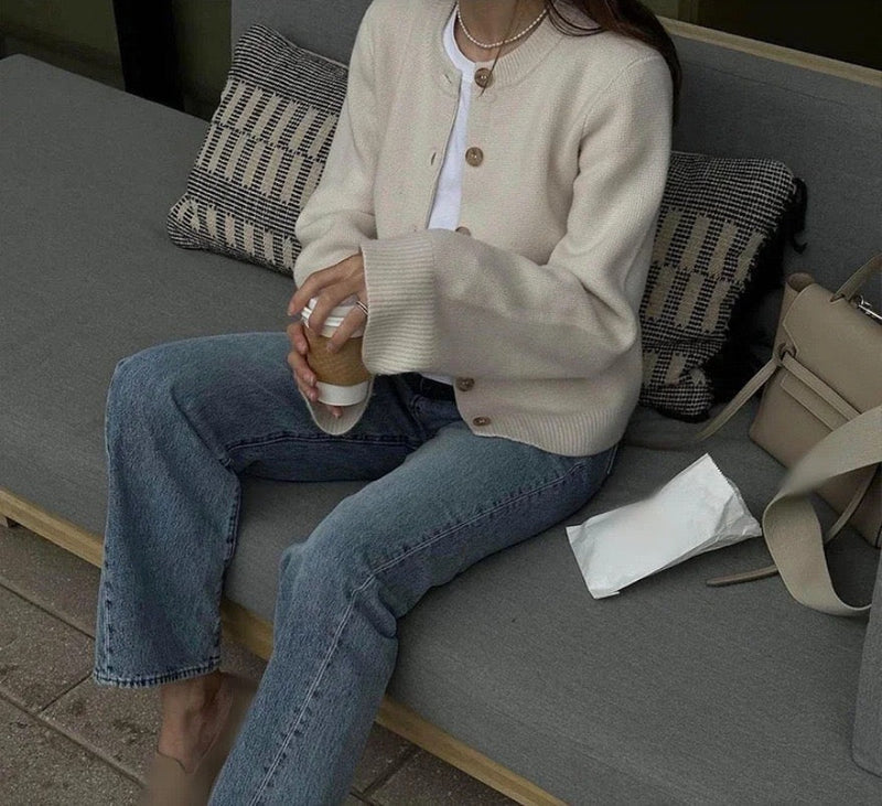 Damen Strickjacke Mit Tasche | Lange Ärmel