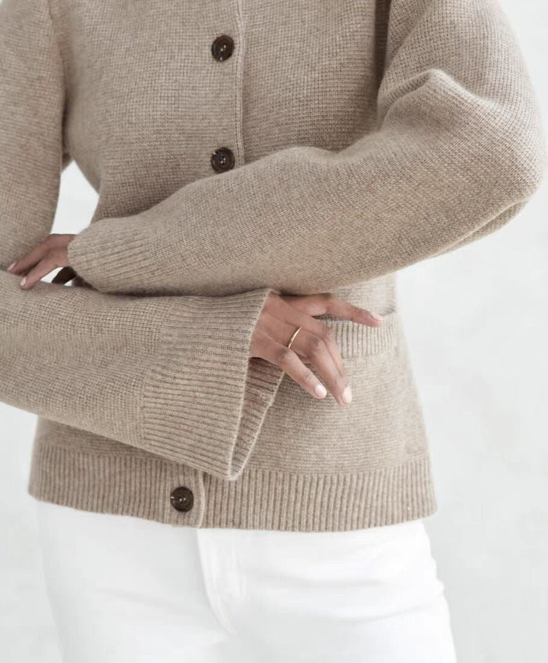 Damen Strickjacke Mit Tasche | Lange Ärmel