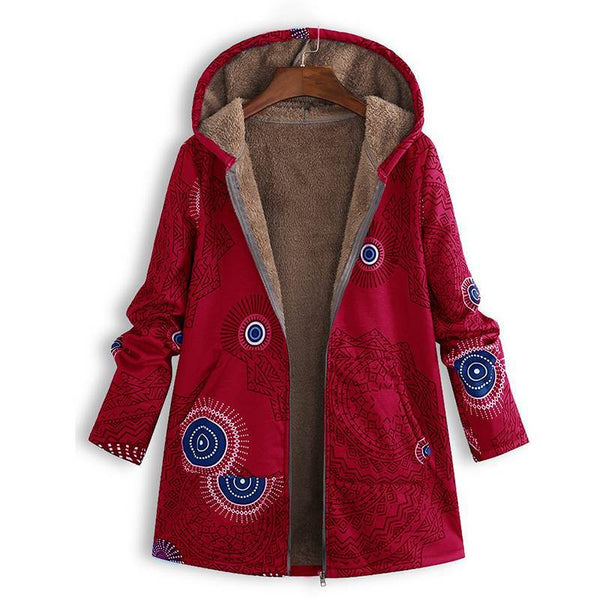 Gemusterte Damenjacke Mit Kapuze | Winter