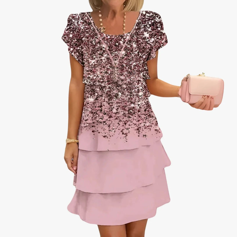 Kurzärmliges Rüschenkleid Mit Blumenmuster Für Frauen | Mini