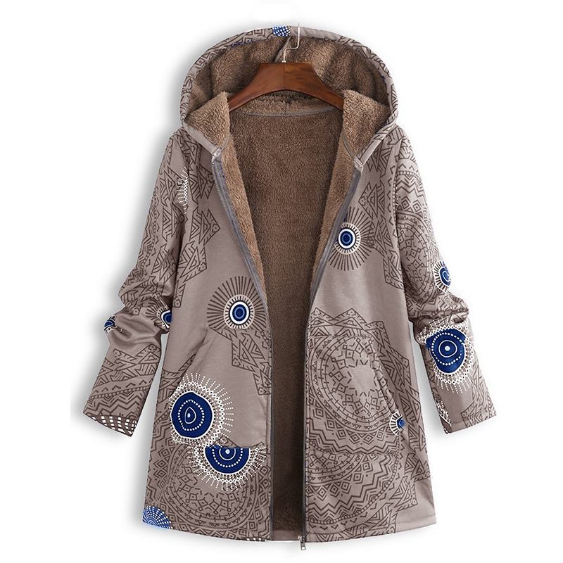Gemusterte Damenjacke Mit Kapuze | Winter