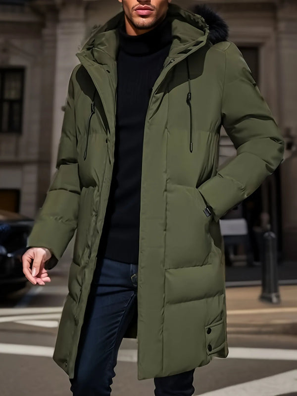 Lange Winter-Daunenjacke Für Herren | Mit Kapuze