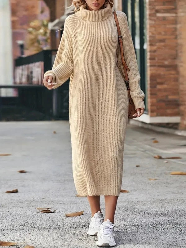 Rollkragen-Strickkleid | Midi