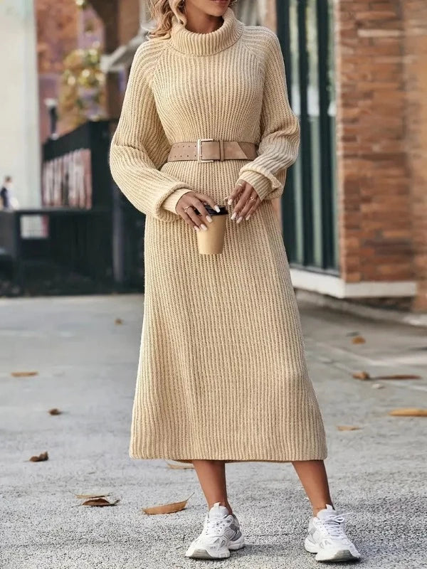 Rollkragen-Strickkleid | Midi