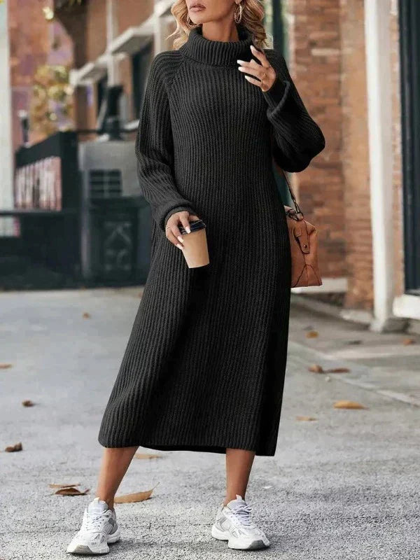 Rollkragen-Strickkleid | Midi