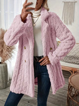 Klassischer Langer Strickmantel Mit Revers Für Damen | Winter