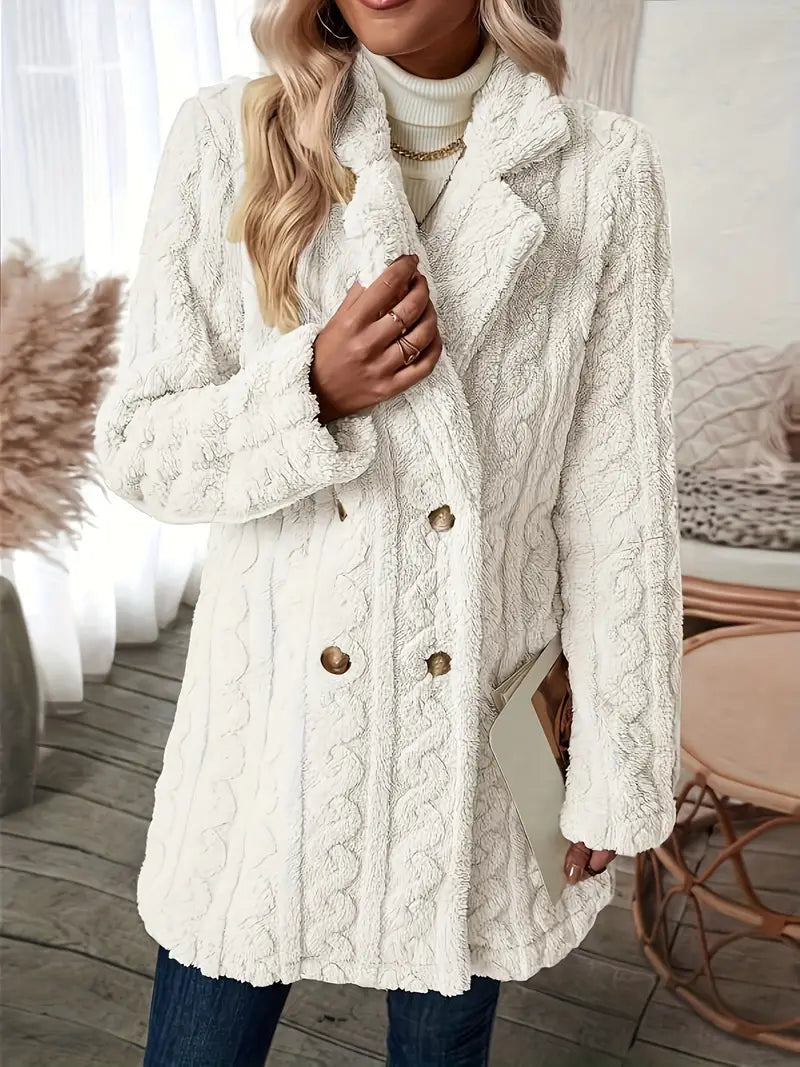 Klassischer Langer Strickmantel Mit Revers Für Damen | Winter