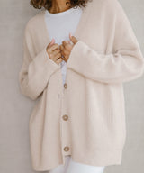 Gerippte Strickjacke Mit V-ausschnitt Für Frauen | Übergröße