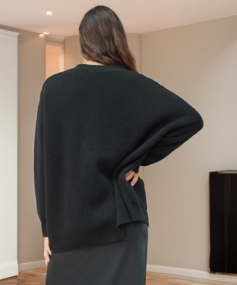 Gerippte Strickjacke Mit V-ausschnitt Für Frauen | Übergröße