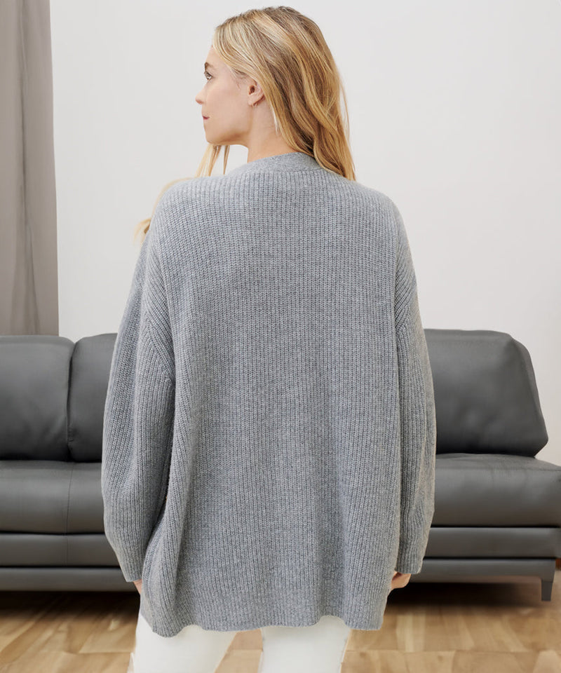 Gerippte Strickjacke Mit V-ausschnitt Für Frauen | Übergröße