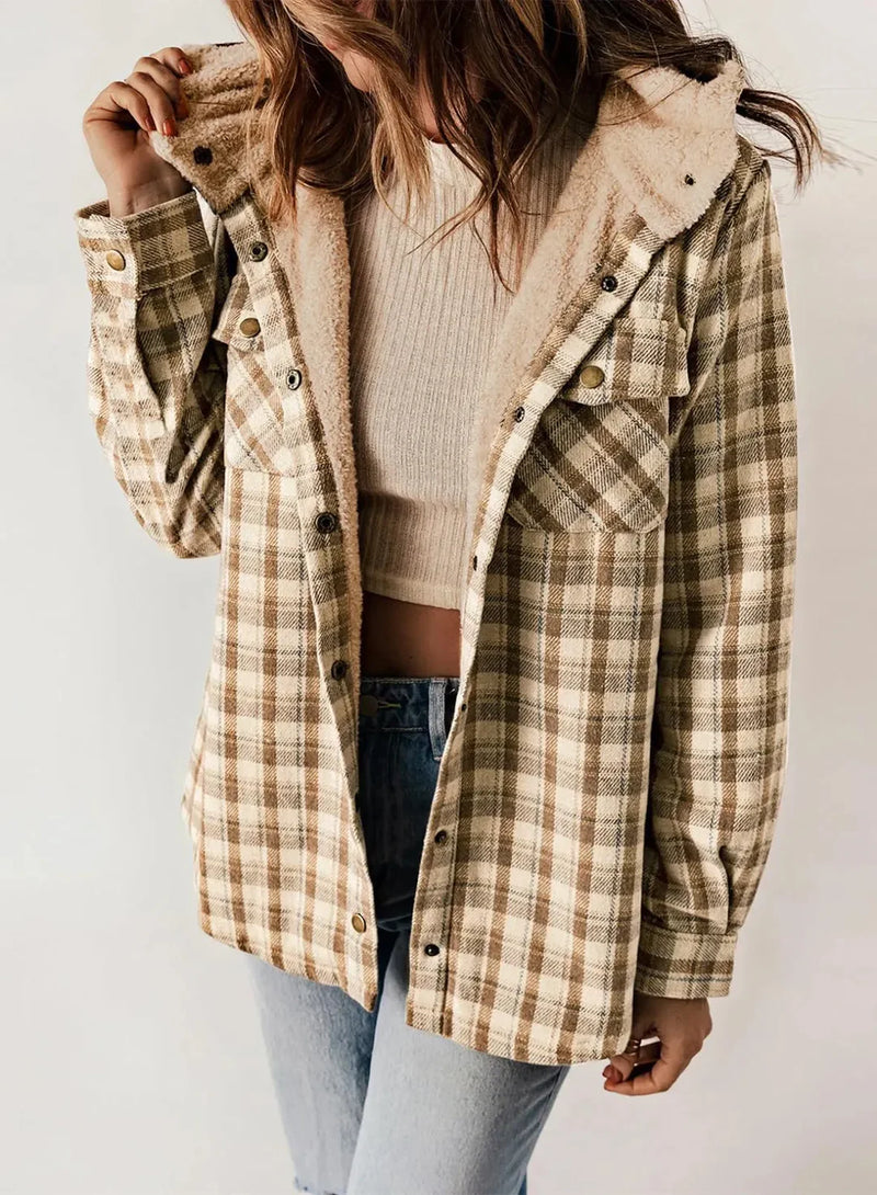 Sylvana - Bequeme Damen-Kapuzenjacke mit Karomuster