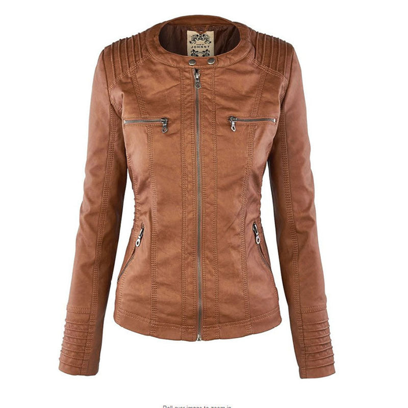 Leder-Bikerjacke Mit Kapuze Für Damen | Winter