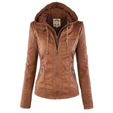 Leder-Bikerjacke Mit Kapuze Für Damen | Winter