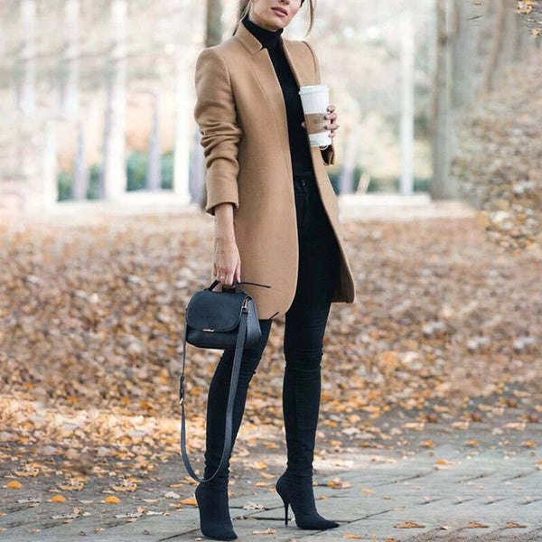 Modischer Trenchcoat Mit Geradem Schnitt Für Damen | Offene Vorderseite
