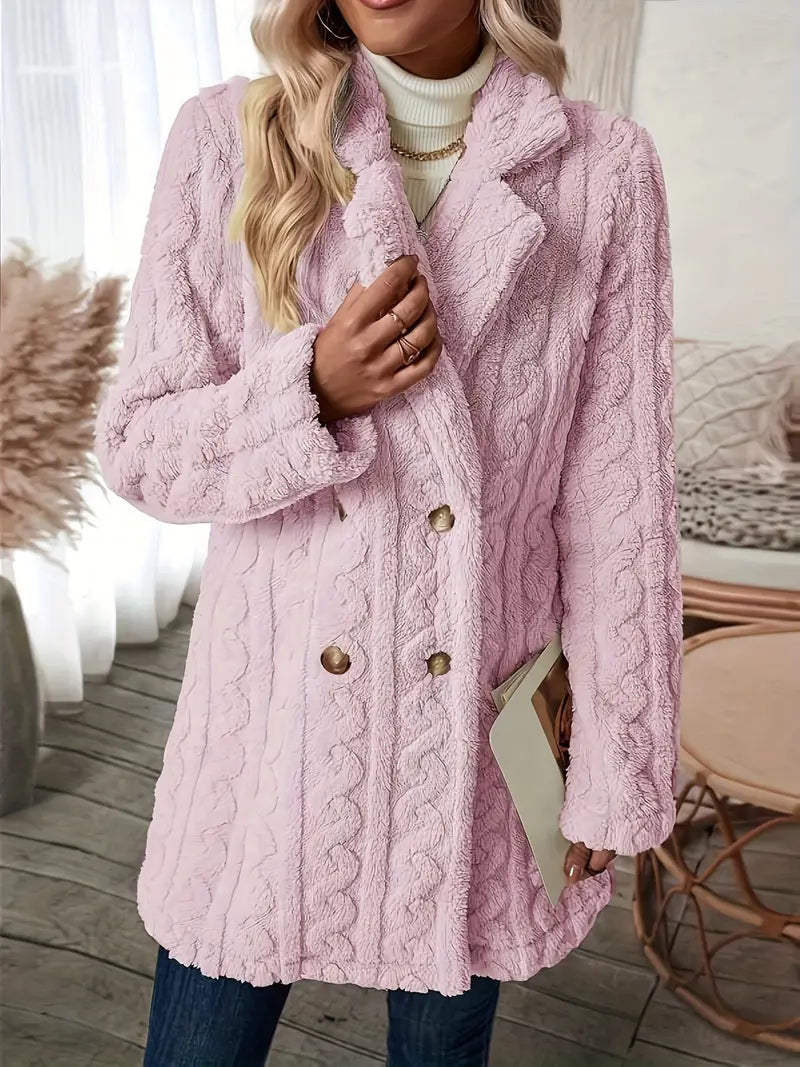 Klassischer Langer Strickmantel Mit Revers Für Damen | Winter