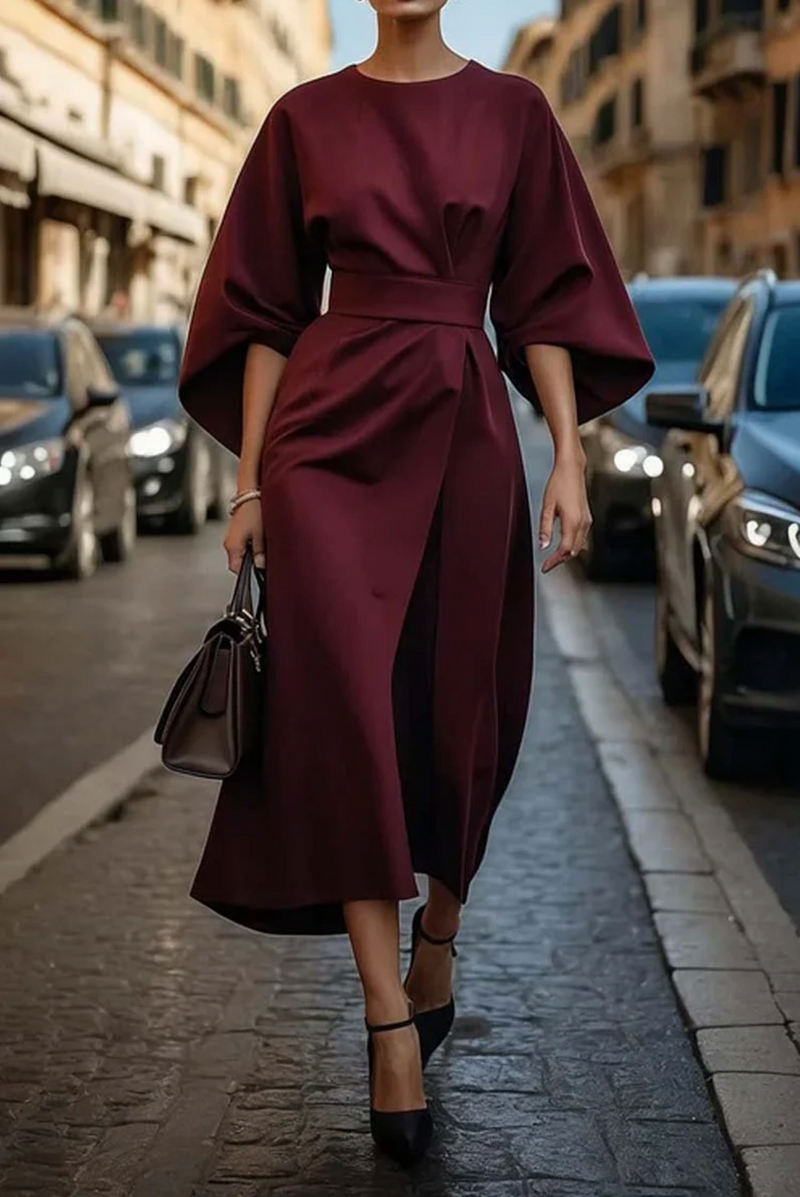 Damen Midikleid Mit Laternenärmeln | Stilvoll