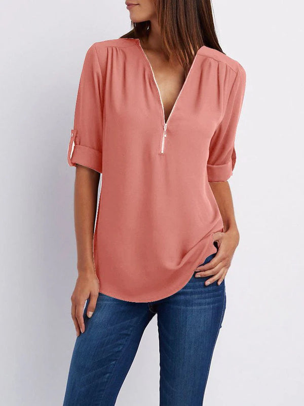 Laura – Damen-Shirt mit Reißverschluss