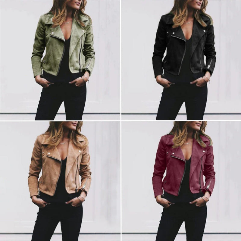 Stylische Kurze Motorradjacke Für Frauen | Warm
